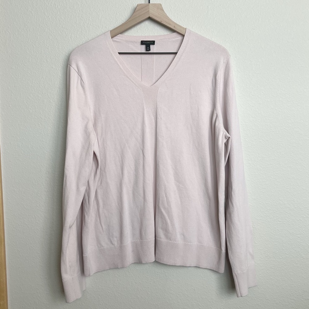 Talbots Light Pink Classic V-Neck Sweater Size XL